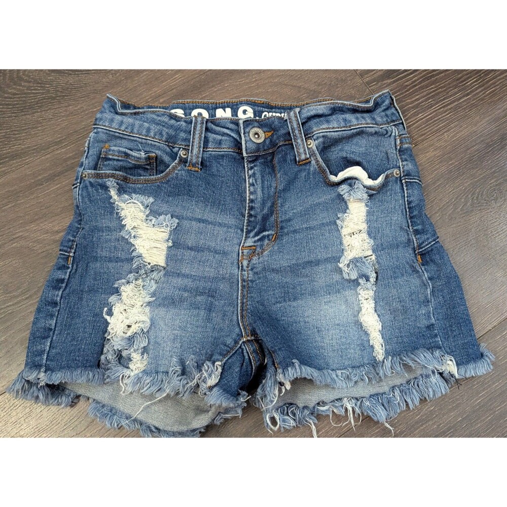 SONG Shorts Size 1 (25) Womens Curvy  Super High Rise Medium Blue Denim (619M)